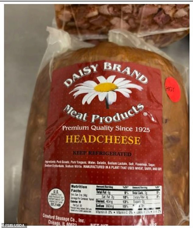 US warns against Daisy head cheese due to listeria risk