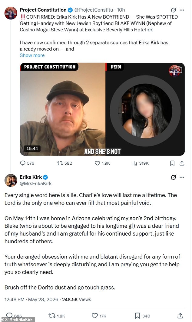Erica Kirk Denies Rumors of New Boyfriend After Husband's Tragic Death